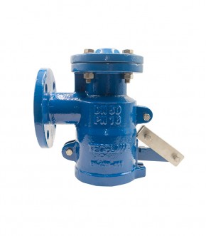 Válvula de flotador paso angular TecFlow TF-FV-F-PVC PN 16. Bridas DIN PN10-16